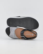 SANDALIA CUÑA PLANTILLA EXTRAIBLE MUJER TRES VELCROS ANCHO ESPECIAL COLOR NEGRO PIE SANTO 260382