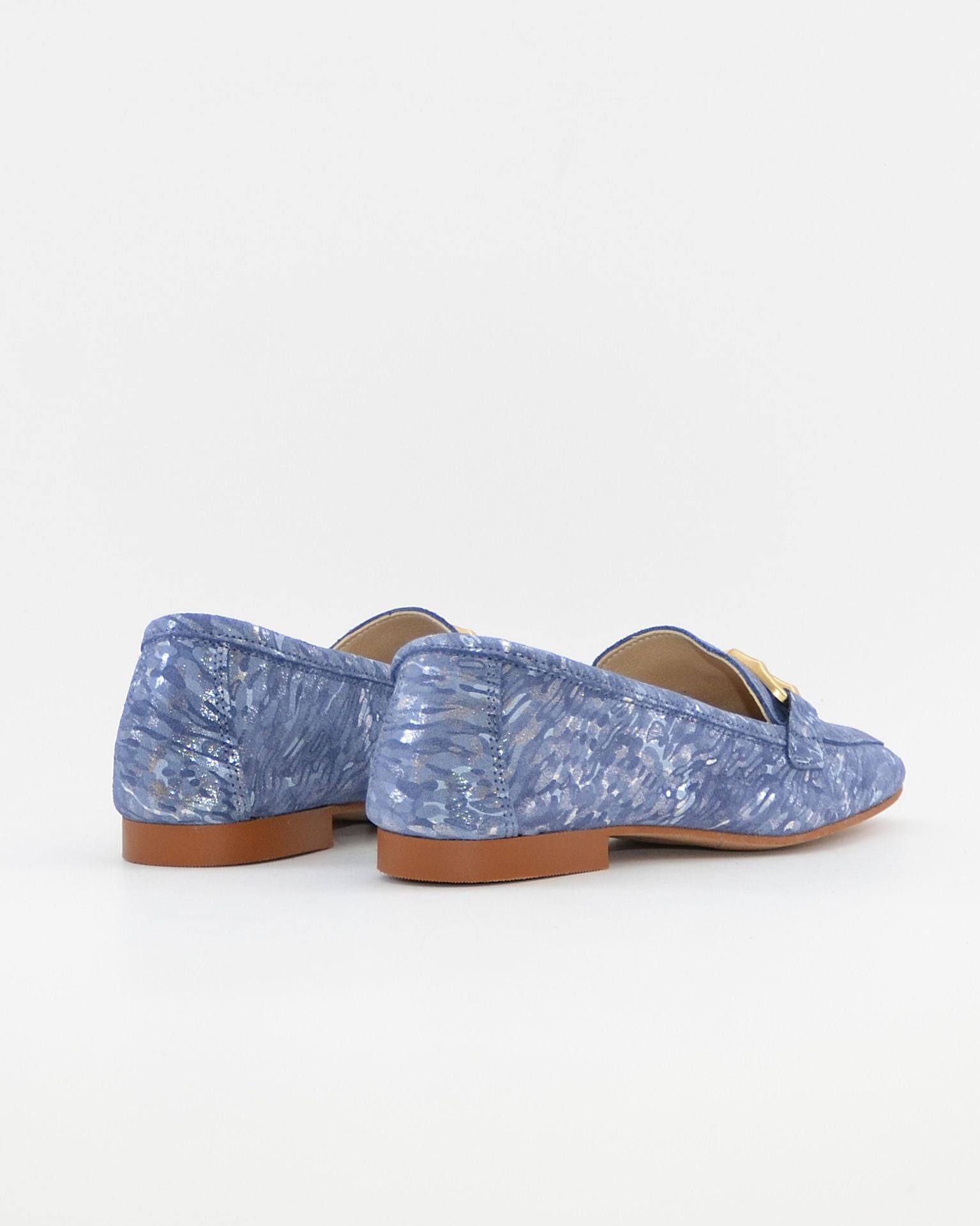 ZAPATO MOCASIN MUJER PLANO ESTAMPADO AZUL CAYETANO 17186