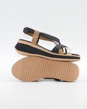 SANDALIA CUÑA MUJER TIRAS COMBI NEGRO PLANTA DE GEL OH MY SANDALS 5941
