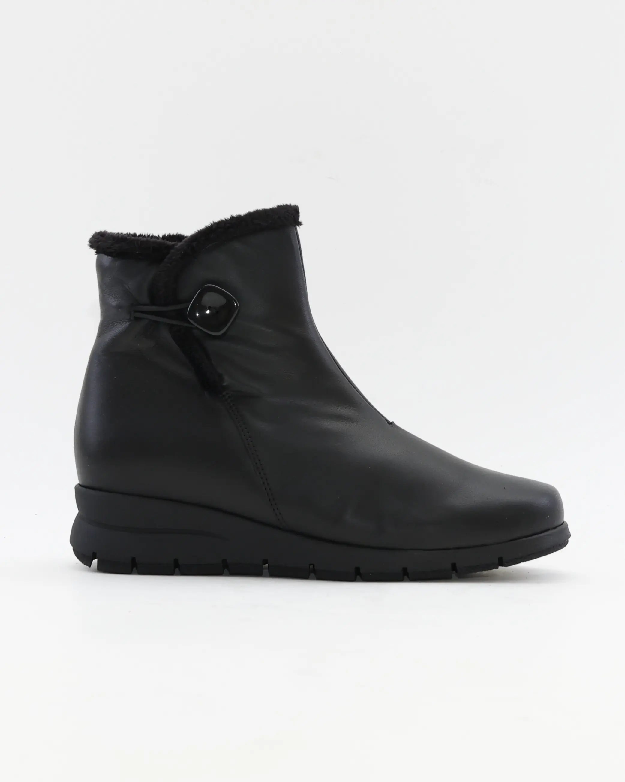 BOTINES DE MUJER CON CUÑA BAJA Y CREMALLERA COLOR NEGRO VALERIAS 2812