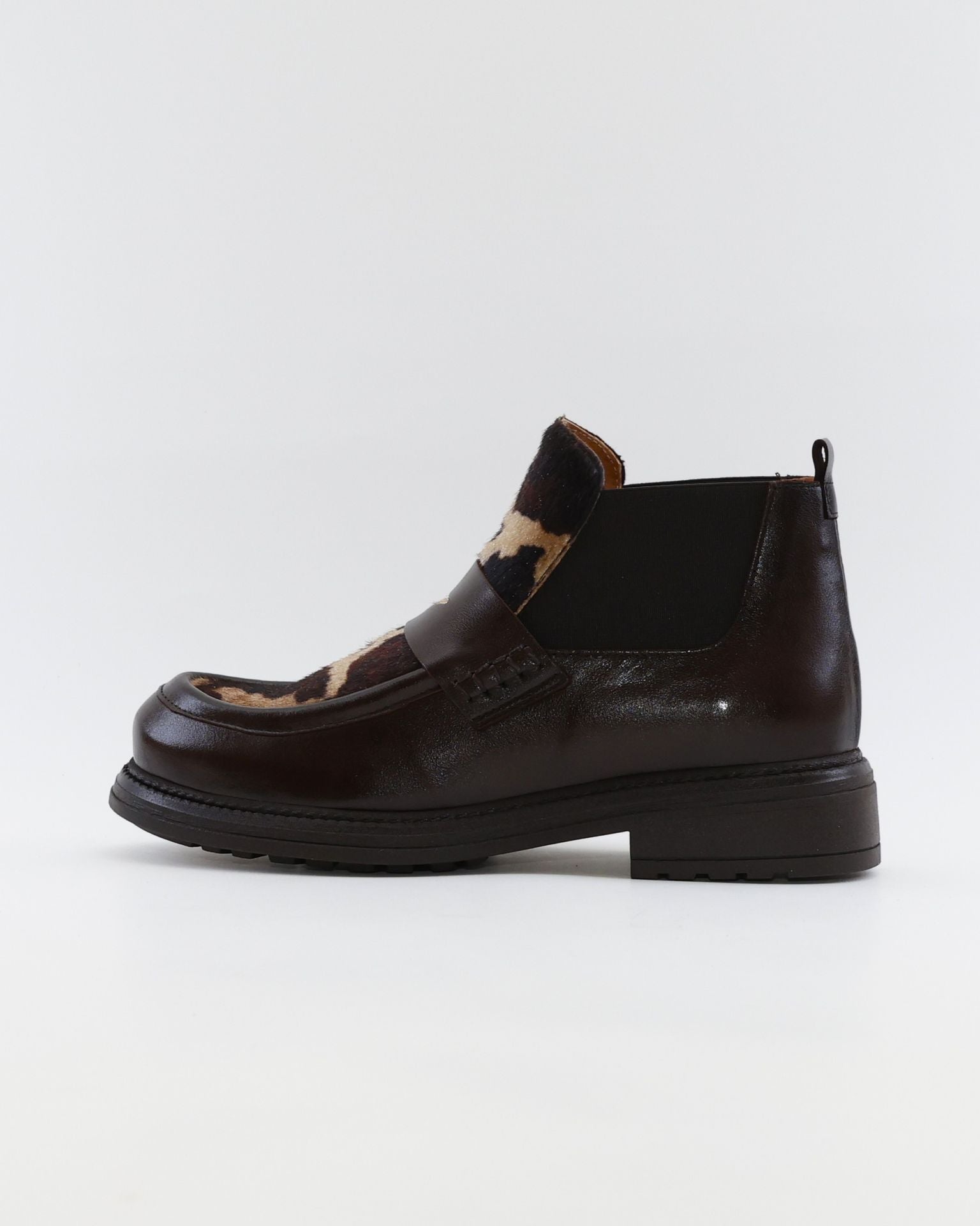 BOTIN CHELSEA MUJER PIEL MARRON CON ANIMAL PRINT LACOMBA BASIL
