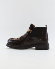 BOTIN CHELSEA MUJER PIEL MARRON CON ANIMAL PRINT LACOMBA BASIL