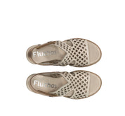 SANDALIA MUJER FLUCHOS COLOR BEIGE CON TIRA TRASERA METALIZADA SMASH F1972 RAW