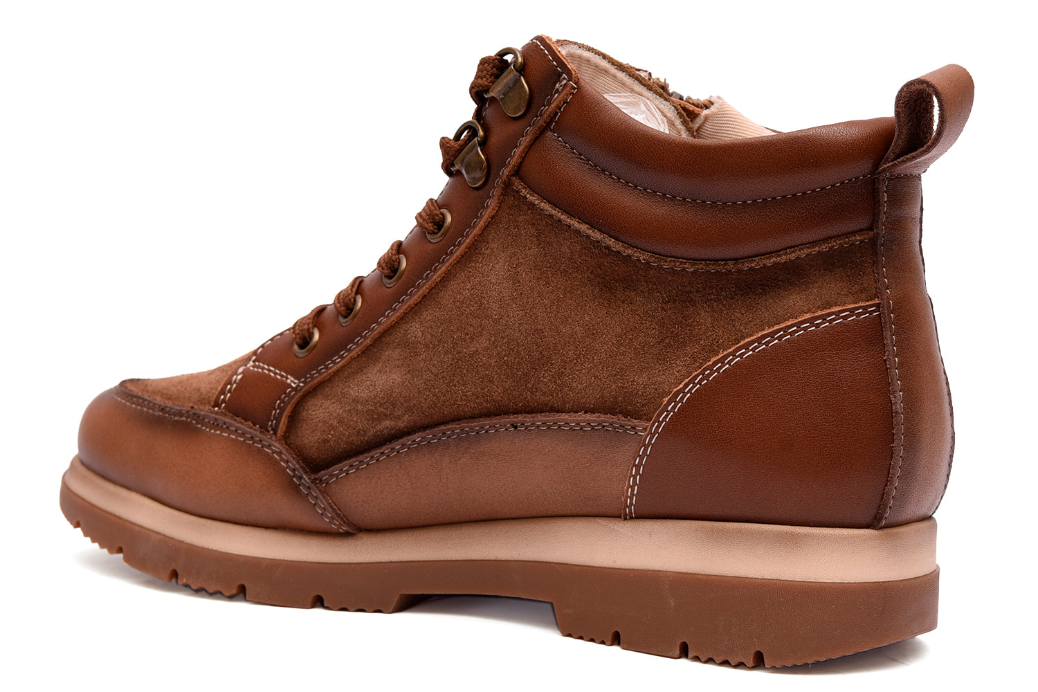 BOTIN DEPORTIVO MUJER CORDONES Y CREMALLERA CUERO L-4460