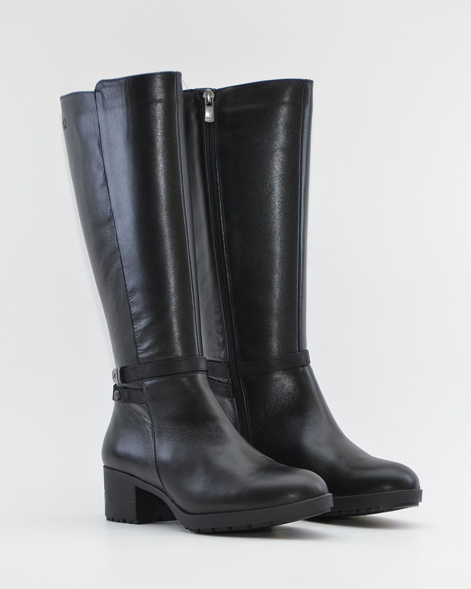 BOTA ALTA NEGRA MUJER TACON ANCHO FLUCHOS ALISS F1314