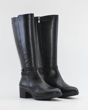 BOTA ALTA NEGRA MUJER TACON ANCHO FLUCHOS ALISS F1314