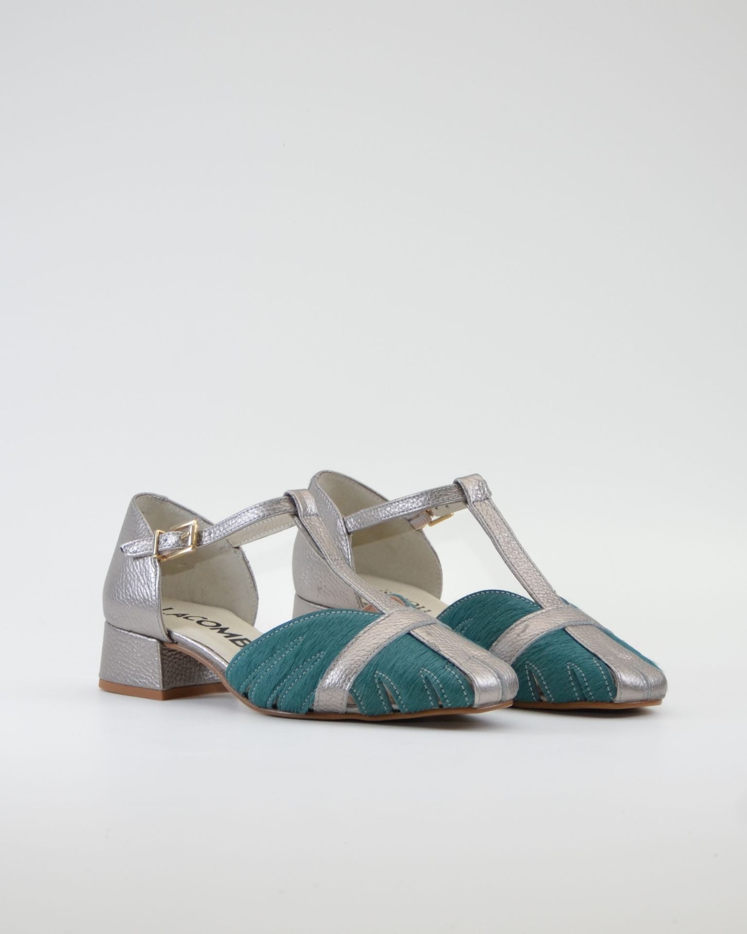 SANDALIA CANGREJERA MUJER COMBI PLATA VIEJA AZUL TURQUESA LACOMBA GAZANIA