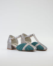 SANDALIA CANGREJERA MUJER COMBI PLATA VIEJA AZUL TURQUESA LACOMBA GAZANIA