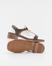 SANDALIA MUJER TACON BAJO COMBI MARRON DORADO PLANTA DE GEL OH MY SANDALS 5893