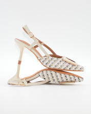 ZAPATO FIESTA MUJER TEJIDO BLANCO ADORNO METÁLICO CAYETANO 56022