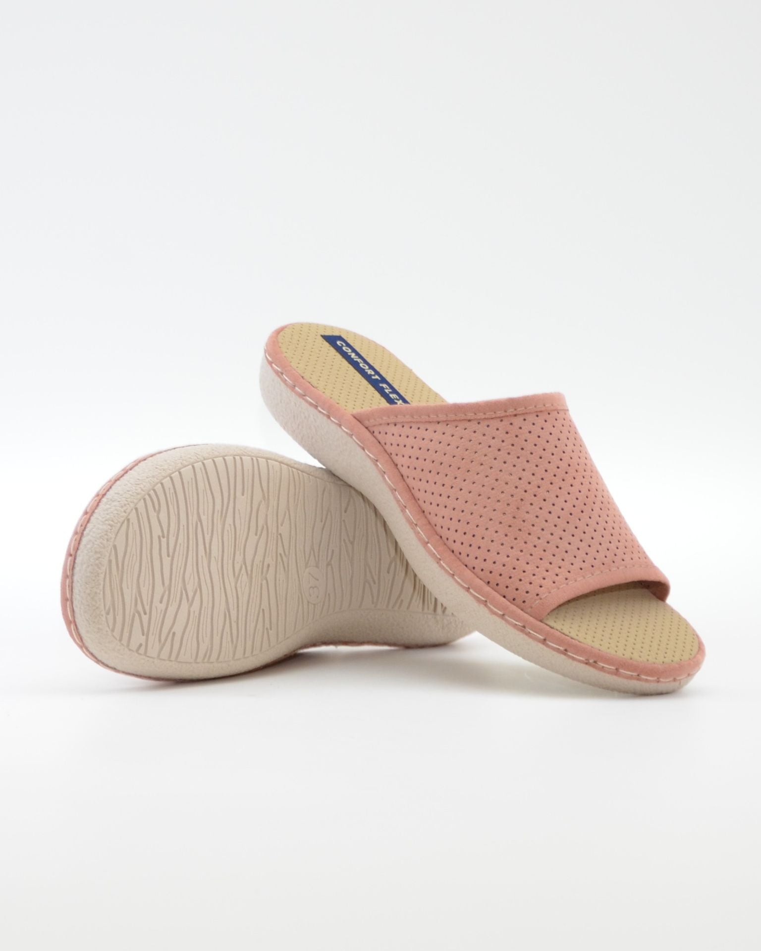 ZAPATILLA DE CASA MUJER ABIERTA PLANA COLOR ROSA SUAVE J.ORTEGA 4027 MAQUILLAJE