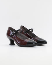 ZAPATO SALON MUJER CON PULSERA CHAROL BURDEOS Y NEGRO PITILLOS 11683