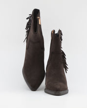 BOTIN MUJER COWBOY SERRAJE MARRÓN CHOCOLATE CON FLECOS CARMELA 164252