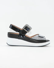 SANDALIA CUÑA PLANTILLA EXTRAIBLE MUJER TRES VELCROS ANCHO ESPECIAL COLOR NEGRO PIE SANTO 260382