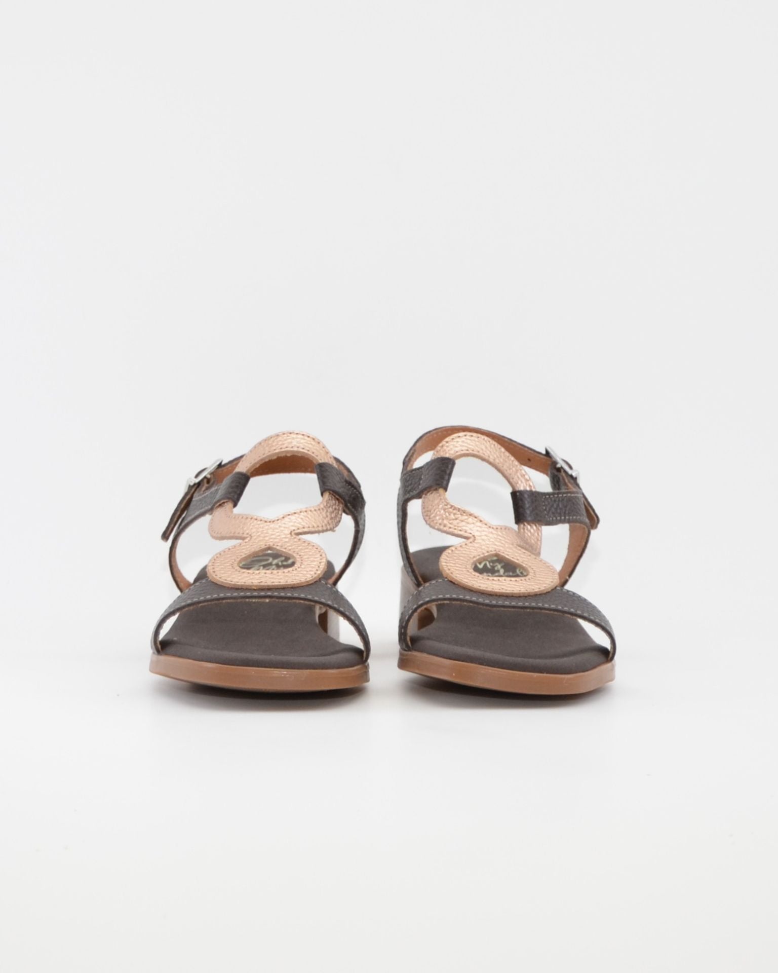 SANDALIA MUJER TACON BAJO COMBI MARRON DORADO PLANTA DE GEL OH MY SANDALS 5893