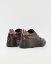 ZAPATO DE CORTE DEPORTIVO CUÑA MUJER ELÁSTICOS FLUCHOS LIVE F2096 CASTAÑO
