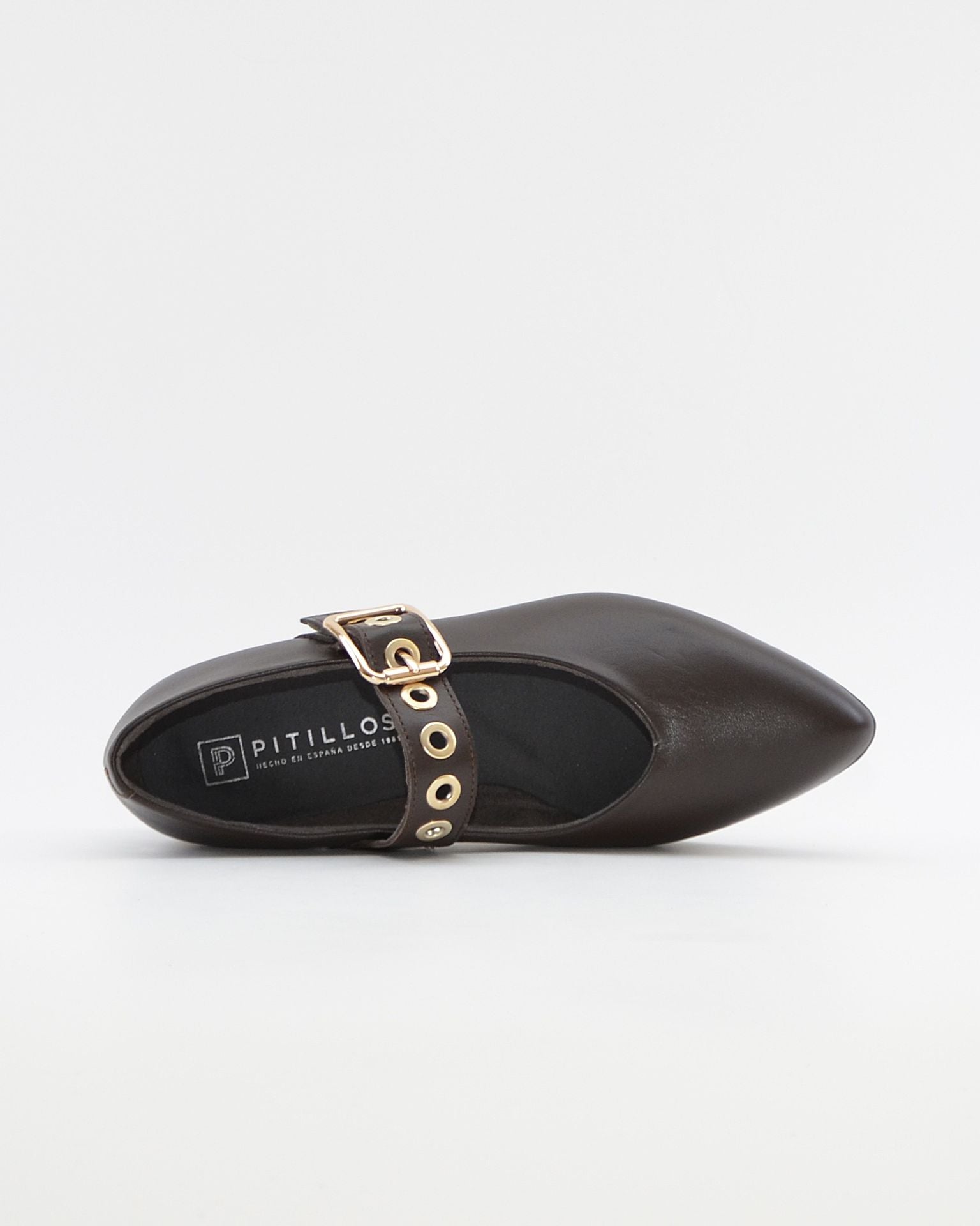 MERCEDITA PLANA PITILLOS PIEL MARRON CHOCOLATE 11672