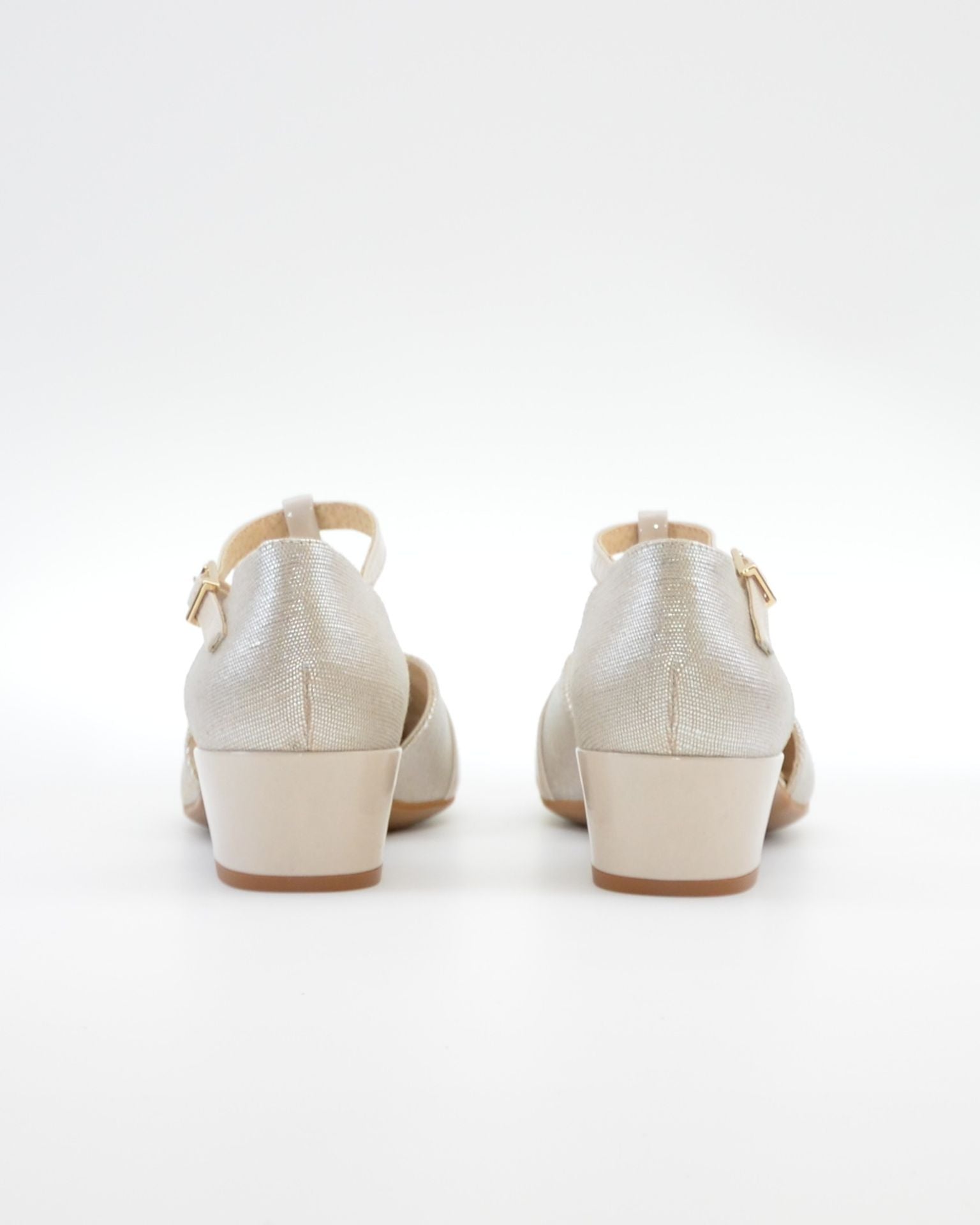 ZAPATO MUJER ABIERTO EN EL LATERAL EN PIEL METALIZADA CHAMPAN LACOMBA PETUNIA