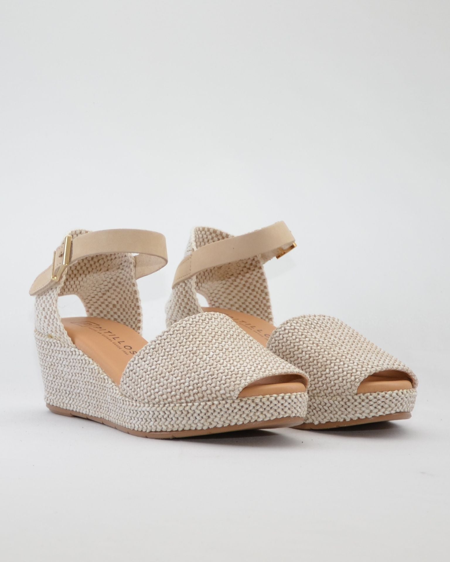 SANDALIA CON CUÑA MUJER PLANTA ACOLCHADA RAFIA NATURAL PITILLOS 11260