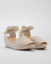 SANDALIA CON CUÑA MUJER PLANTA ACOLCHADA RAFIA NATURAL PITILLOS 11260