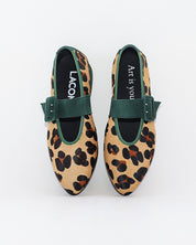 MERCEDITAS MUJER ANIMAL PRINT TIGRE ANTE VERDE CON CORREA Y HEBILLA LACOMBA CYPRES