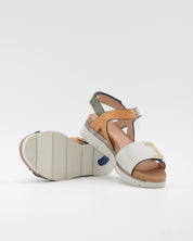 SANDALIA PLANA MUJER STONEFLY DOS VELCROS COMBI OLIVA CUERO BLANCO 220834 BSE