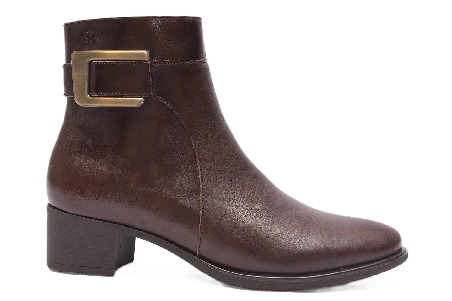 BOTIN MUJER MARRON TACON CUADRADO Y CREMALLERA  L-4419
