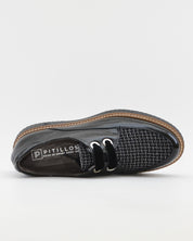 ZAPATO CASUAL MUJER PITILLOS CORDON PLANTILLA EXTRAIBLE 11555 CHAROL NEGRO