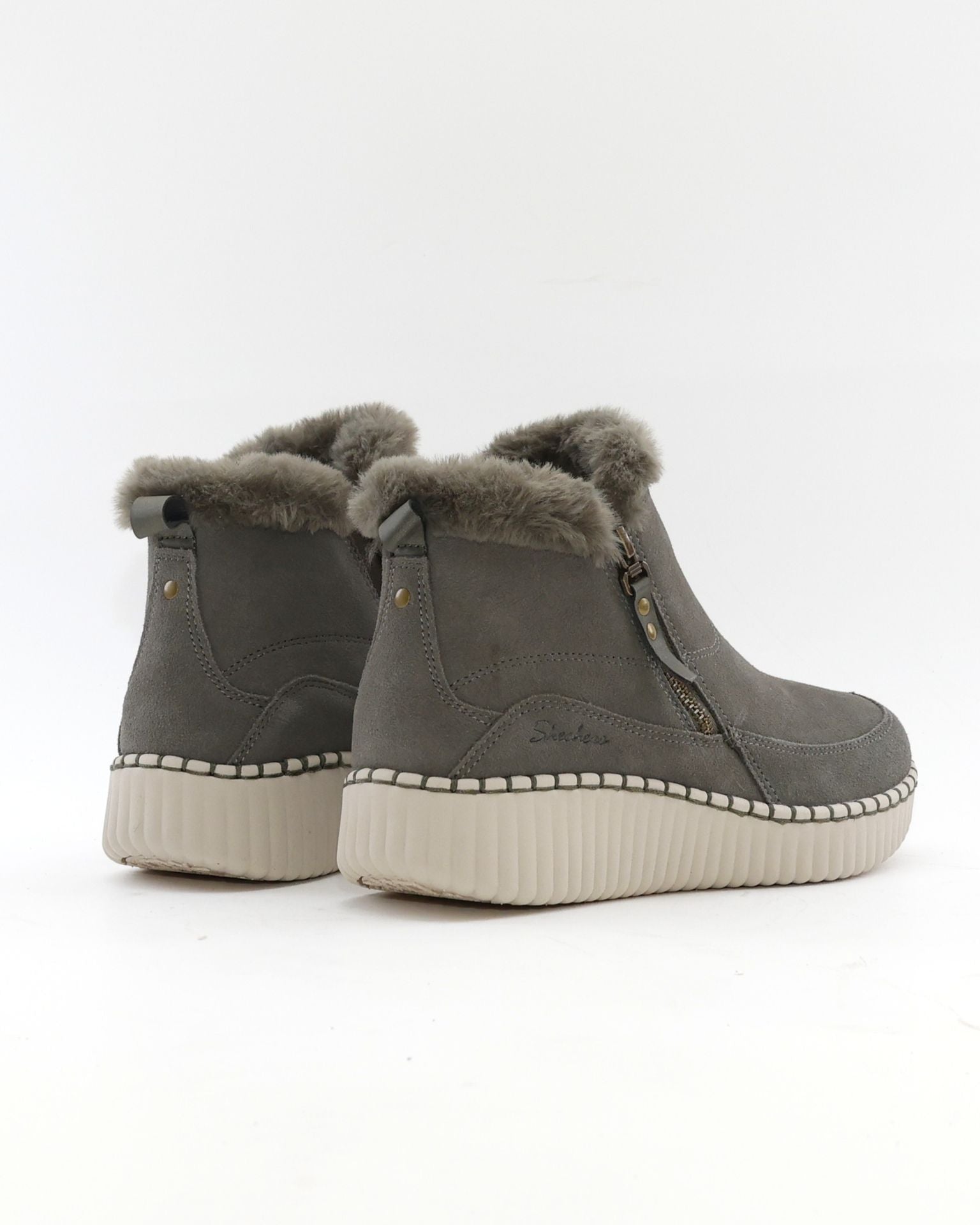 BOTIN PLANO MUJER FORRADO CON PELO SKECHERS VERDE 168108 OLV