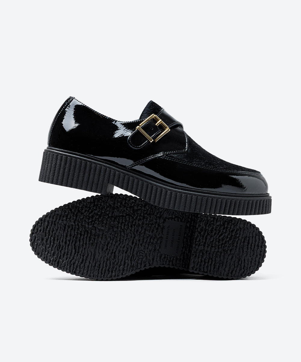 ZAPATO MUJER HEBILLA CHAROL NEGRO POTRO NEGRO LACOMBA ORCHID