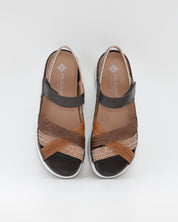 SANDALIA TRENZADA PLANTILLA EXTRAIBLE MUJER  ANCHO ESPECIAL COLOR MULTI CAOBA PIE SANTO 260425