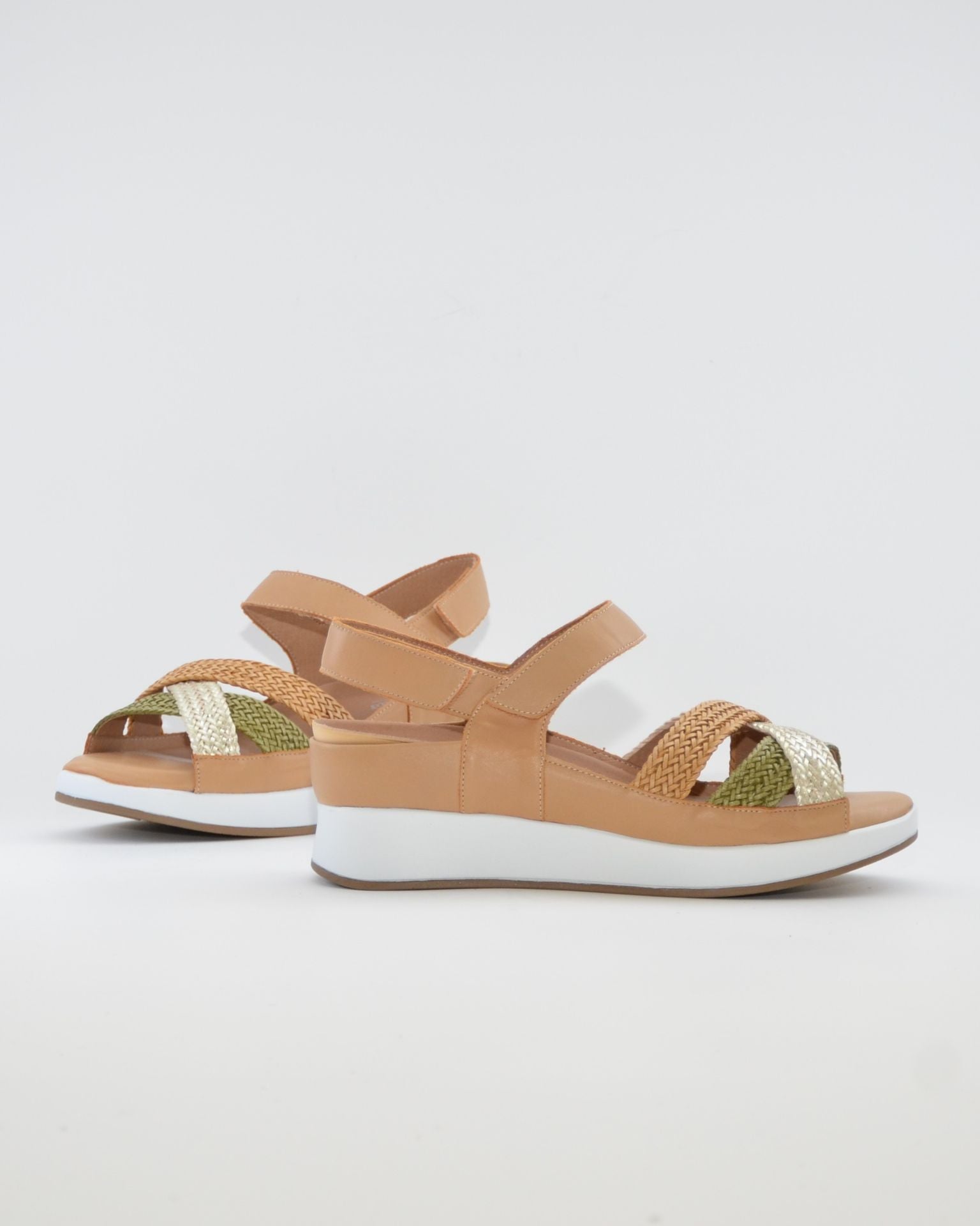 SANDALIA TRENZADA PLANTILLA EXTRAIBLE MUJER ANCHO ESPECIAL MULTI MIEL PIE SANTO 260429