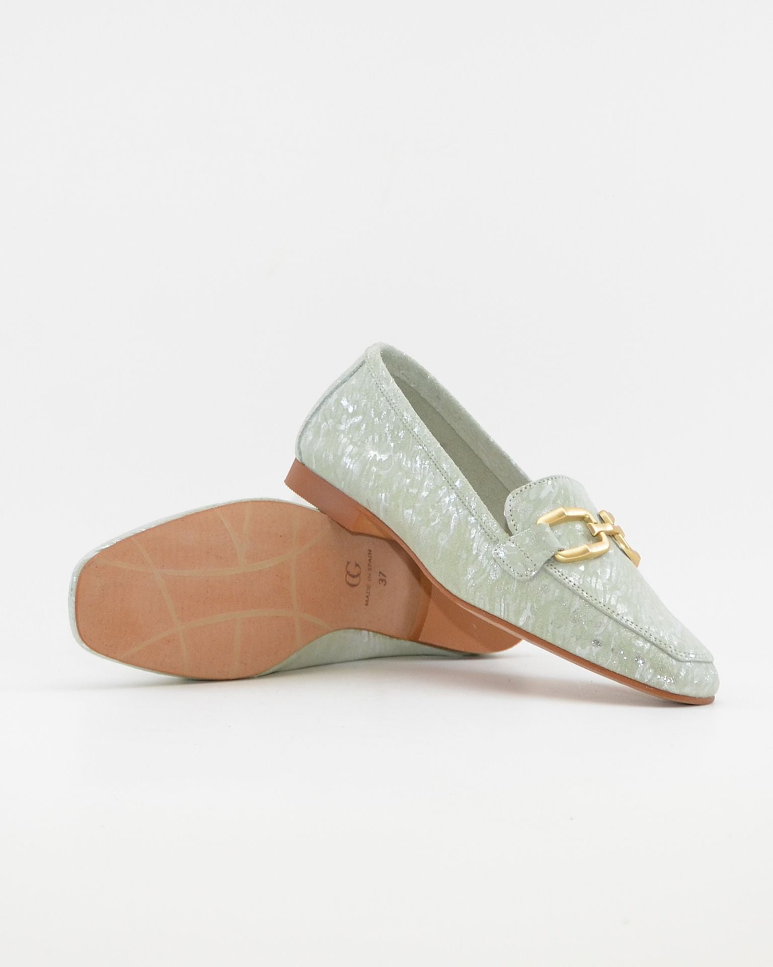 ZAPATO MOCASIN MUJER PLANO ESTAMPADO VERDE CAYETANO 17186
