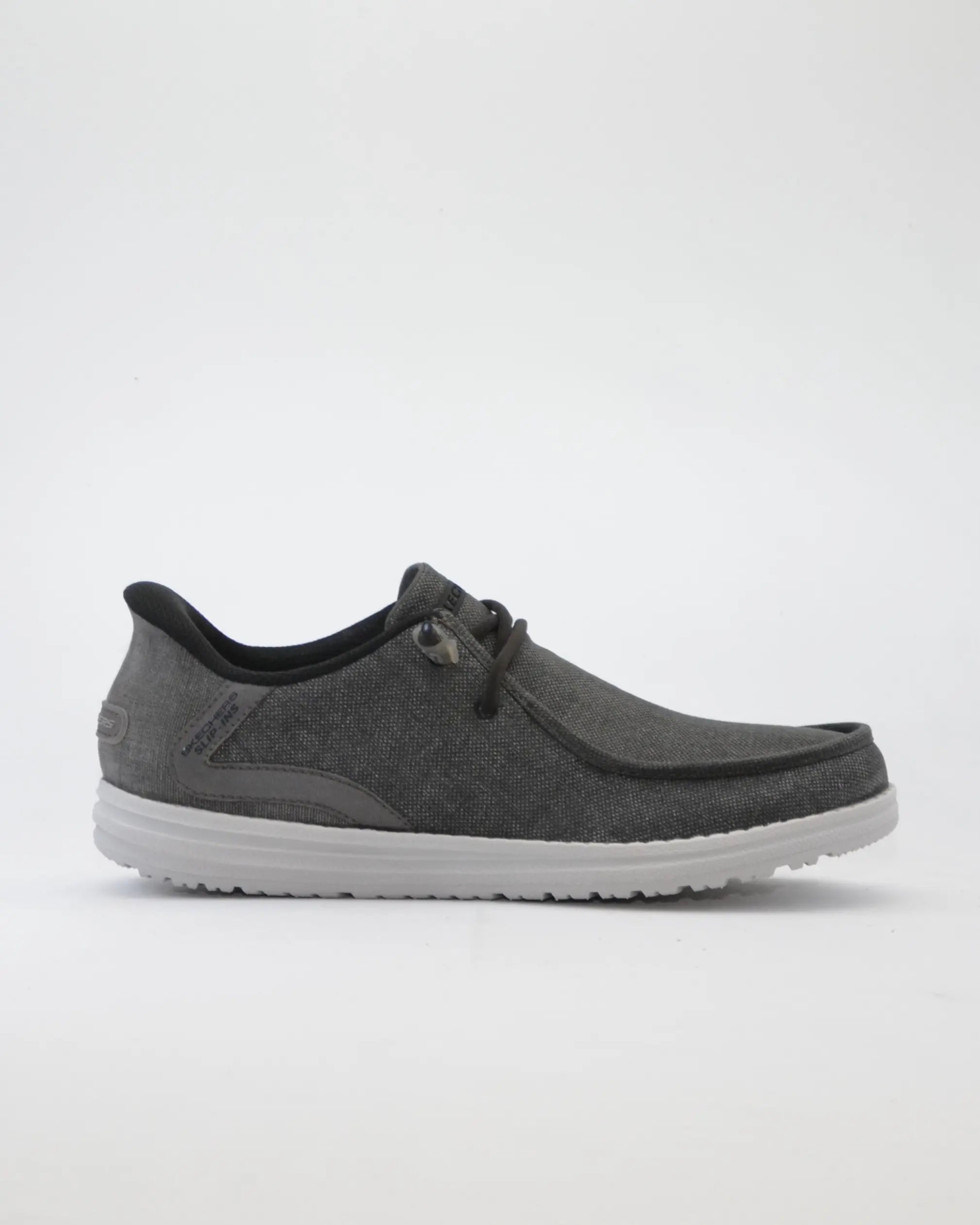 ZAPATILLAS DE LONA SKECHERS COLOR GRIS CORDON ELÁSTICO