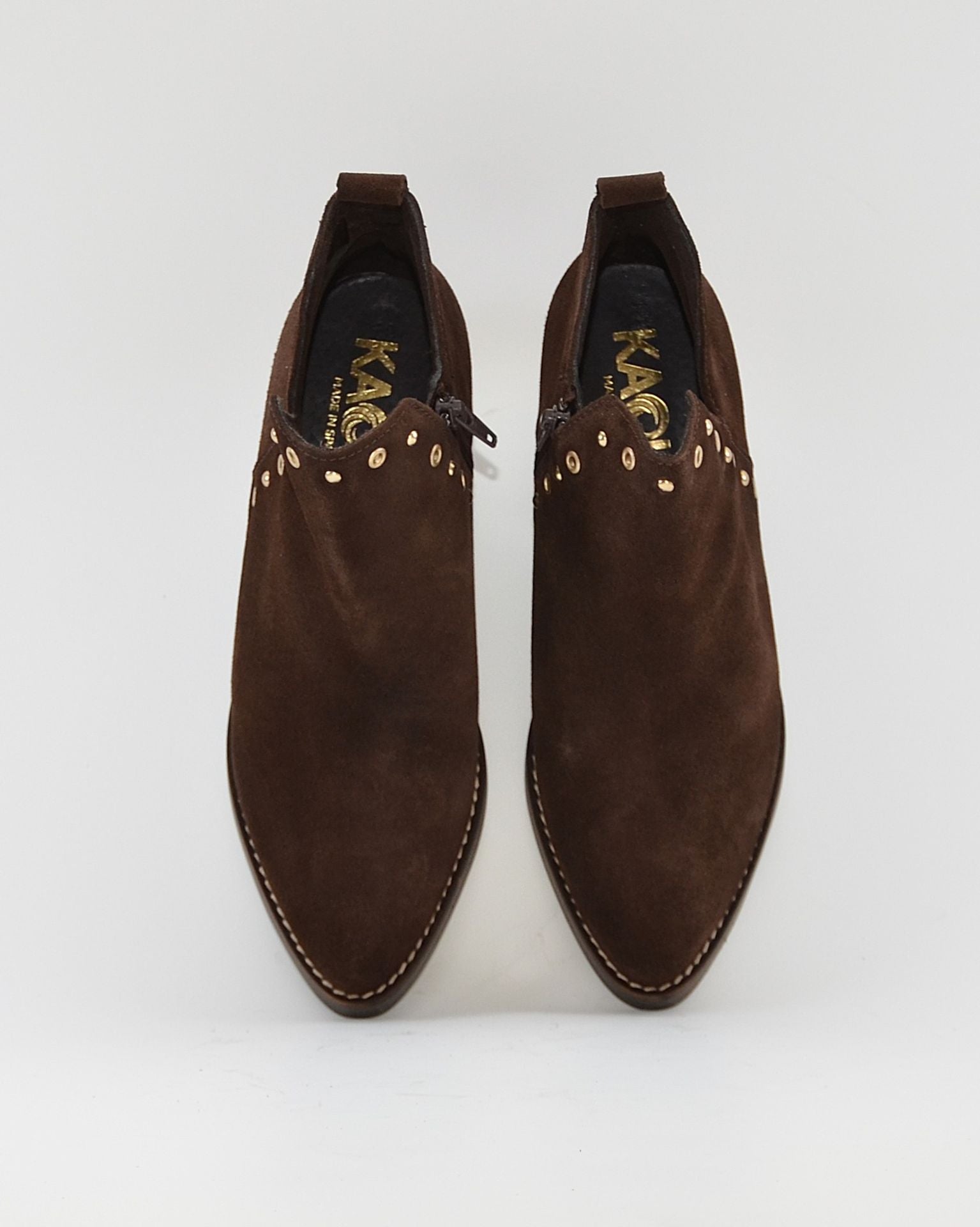 BOTIN MUJER COWBOY SERRAJE MARRÓN CHOCOLATE CON TACHAS KAOLA 3504