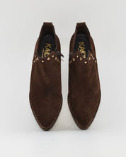 BOTIN MUJER COWBOY SERRAJE MARRÓN CHOCOLATE CON TACHAS KAOLA 3504