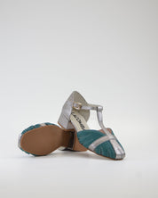 SANDALIA CANGREJERA MUJER COMBI PLATA VIEJA AZUL TURQUESA LACOMBA GAZANIA
