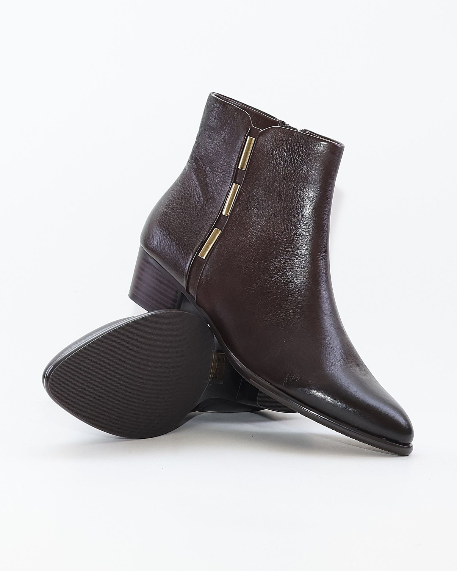 BOTIN MUJER PIEL TACON BAJO COLOR MARRON REGARDE LE CIEL LORI 02 COFFE