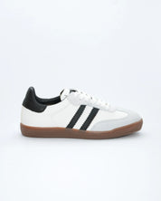 SNEAKER MUJER BLANCO TIRAS NEGRAS