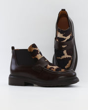 BOTIN CHELSEA MUJER PIEL MARRON CON ANIMAL PRINT LACOMBA BASIL