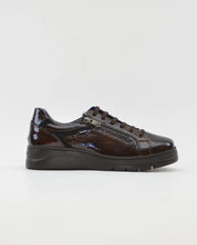 ZAPATO CASUAL MUJER PLANO FLUCHOS POMPASF1666 CHAROL CAFÉ