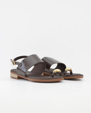 SANDALIA PLANA MUJER DEDO EN COLOR CHAROL MARRON PLANTA DE GEL OH MY SANDALS 5862