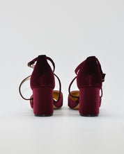 ZAPATO SALÓN MUJER COLOR TERCIOPELO BURDEOS TACÓN ANCHO Y TIRAS AZAREY 459M066