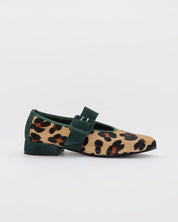 MERCEDITAS MUJER ANIMAL PRINT TIGRE ANTE VERDE CON CORREA Y HEBILLA LACOMBA CYPRES