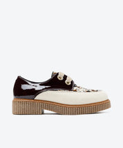 ZAPATO CORDON MUJER BEIGE CHAROL MARRON POTRO ANIMAL LACOMBA ALPINA