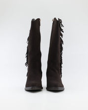 BOTA COWBOY MUJER SERRAJE MARRÓN CHOCOLATE CON CREMALLERA CARMELA 164253
