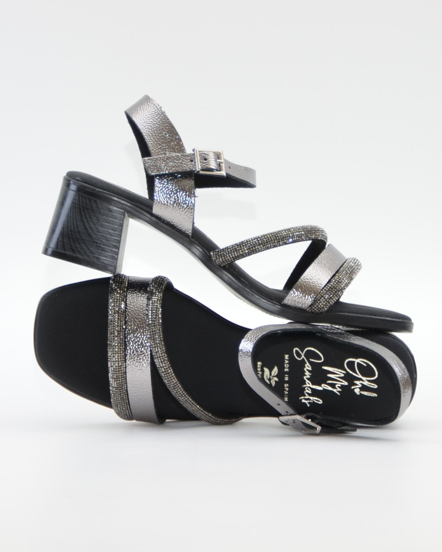 SANDALIA MUJER COLOR ACERO TACON PLANTA DE GEL OH MY SANDALS 5905