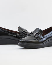 ZAPATO MUJER ANCHO ESPECIAL CON PLANTILLA EXTRAIBLE CHAROL NEGRO PITILLOS 11502