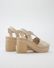 SANDALIA MUJER TACON Y PLATAFORMA COLOR CREMA PITILLOS 30212