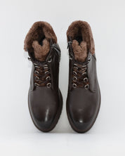 BOTIN PLANO MUJER CORDONES Y CREMALLERA COLOR  MARRON CHOCOLATE CON PELO REGARDE LE CIEL JUSTINA 02 COFFE